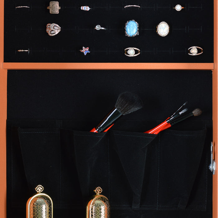 Fashion Simple Jewelry Storage Mirror Cabinet With LED Lights Can Be Hung On The Door Or Wall