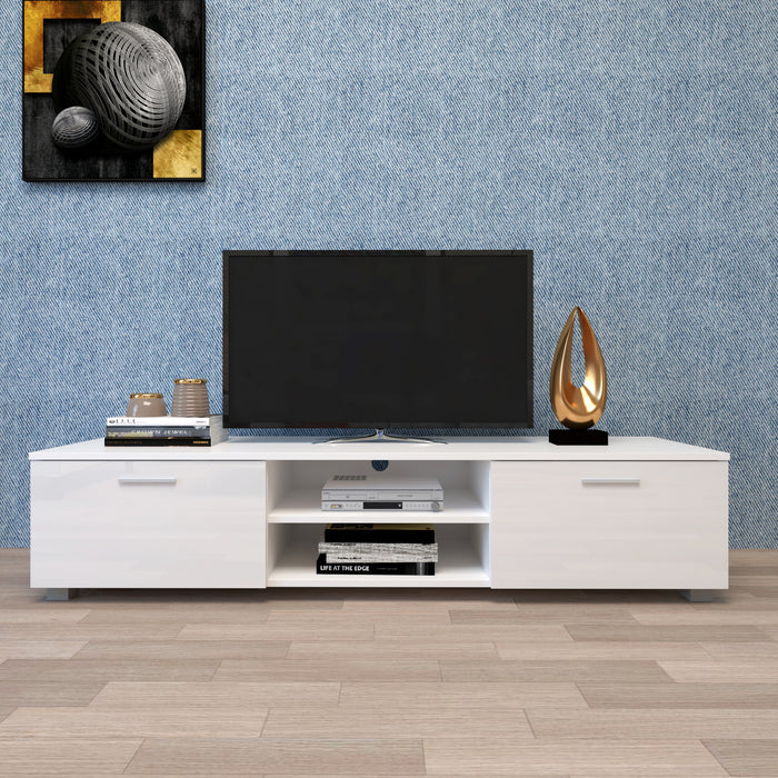 White TV Stand for 70 Inch TV Stands, Media Console Entertainment Center Television Table, 2 Storage Cabinet with Open Shelves for Living Room Bedroom | lowrysfurniturestore
