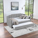 Twin Daybed with Trundle Upholstered Tufted Sofa Bed Gray | lowrysfurniturestore