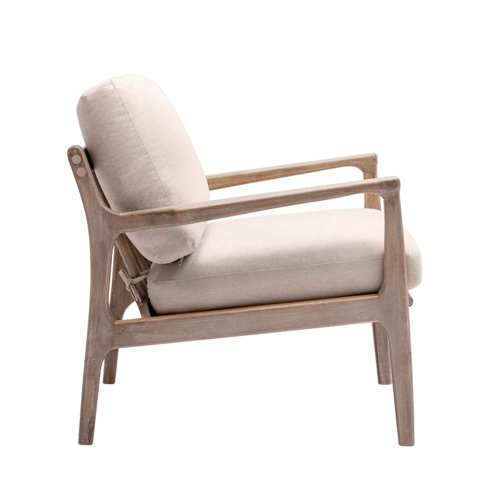 Wood Frame Armchair, Easy Assembly Mid Century Modern Farmhouse Accent Chair Lounge Chair for Living Room, Bedroom, Home Office,Tan Linen, Set of Two