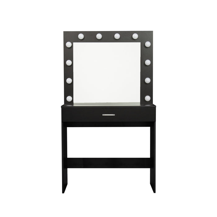 Modern Design Bedroom Makeup Dressing Table with Light and Stool,Black