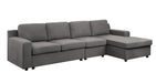 Waylon Gray Linen 4-Seater Sectional Sofa Chaise with Pocket | lowrysfurniturestore