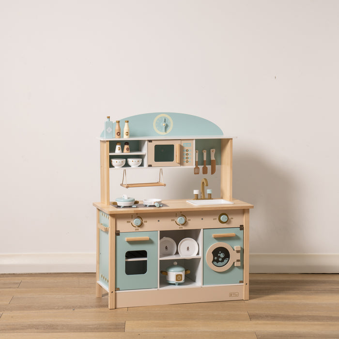Wooden Kitchen Playset with Washing machine and microwave