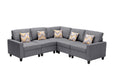 Nolan Gray Linen Fabric 5Pc Reversible Sectional Sofa with Pillows and Interchangeable Legs | lowrysfurniturestore