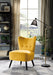 Unique Style Accent Chair Yellow Velvet Covering Button-Tufted Back Brown Finish Wood Legs Modern Home Furniture | lowrysfurniturestore