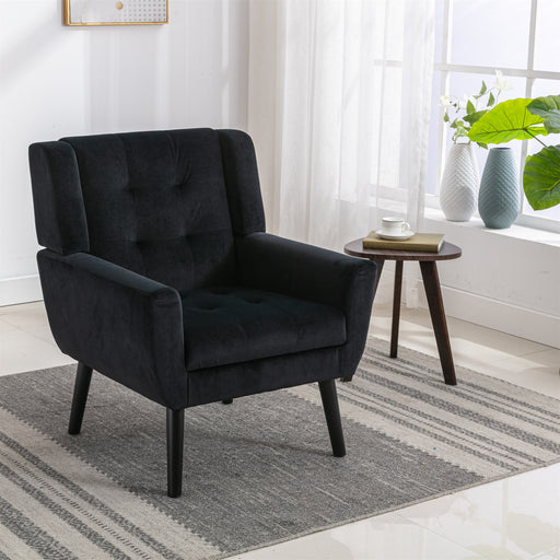 Devan Modern Soft Black Velvet Material Accent Chair lowrysfurniturestore