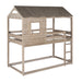 Twin Over Twin Bunk Bed Wood Loft Bed with Roof, Window, Guardrail, Ladder (Antique Gray) (OLD SKU :LP000062AAN)