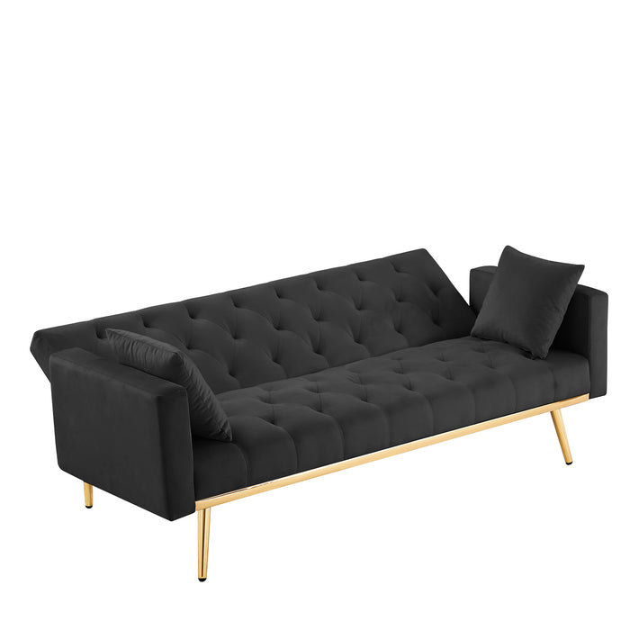 BLACK Convertible Folding Futon Sofa Bed , Sleeper Sofa Couch for Compact Living Space. | lowrysfurniturestore