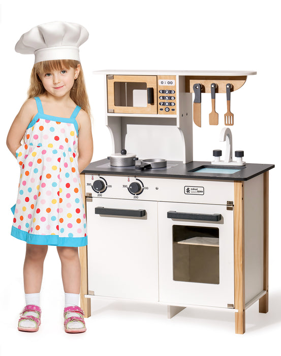 Pretend Wooden Kitchen Play set for Kids and Children, Gifts for New Year, Christmas and Birthday, White