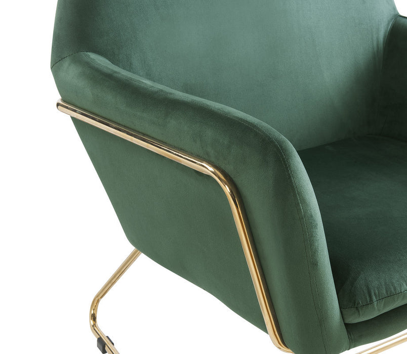 Keira Green Velvet Accent Chair with Metal Base lowrysfurniturestore