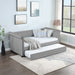 Daybed with Trundle Upholstered Tufted Sofa Bed, with Beautiful Round Armset Design, TWIN SIZE, Grey