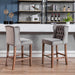 Counter Height Bar Stools, Upholstered 27" Seat Height Barstools, Wingback Breakfast Chairs with Nailhead-Trim & Tufted Back, Wood Legs, Set of 2(Grey) | lowrysfurniturestore