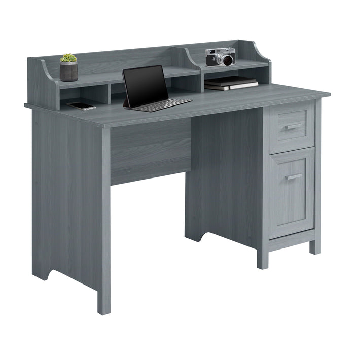 Techni Mobili Classic Office Desk with Storage, Grey | lowrysfurniturestore