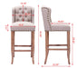 30 Inches Seat Height Bar Chairs Set of 2,Wing Back Farmhouse Nailhead Trim Upholstered Bar stools with Tufted Upholstered ,Cream