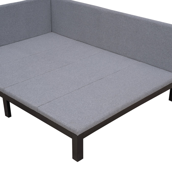 Full Daybed Upholstered Frame Linen-Gray | lowrysfurniturestore