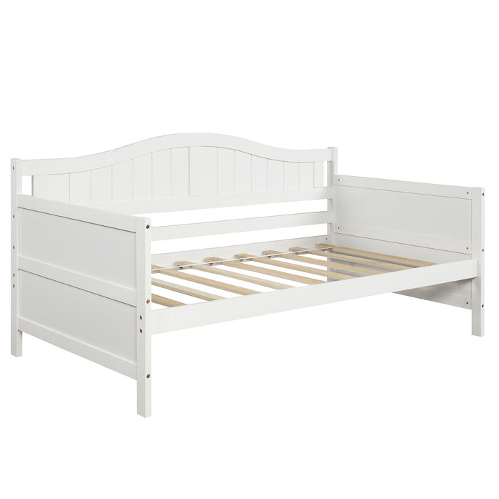 Twin Wooden Daybed with Trundle Bed, Sofa Bed for Bedroom Living Room,White