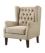 Irwin Beige Linen Button Tufted Wingback Chair lowrysfurniturestore