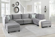 Simona Gray Velvet 8Pc Modular Sectional Sofa | lowrysfurniturestore