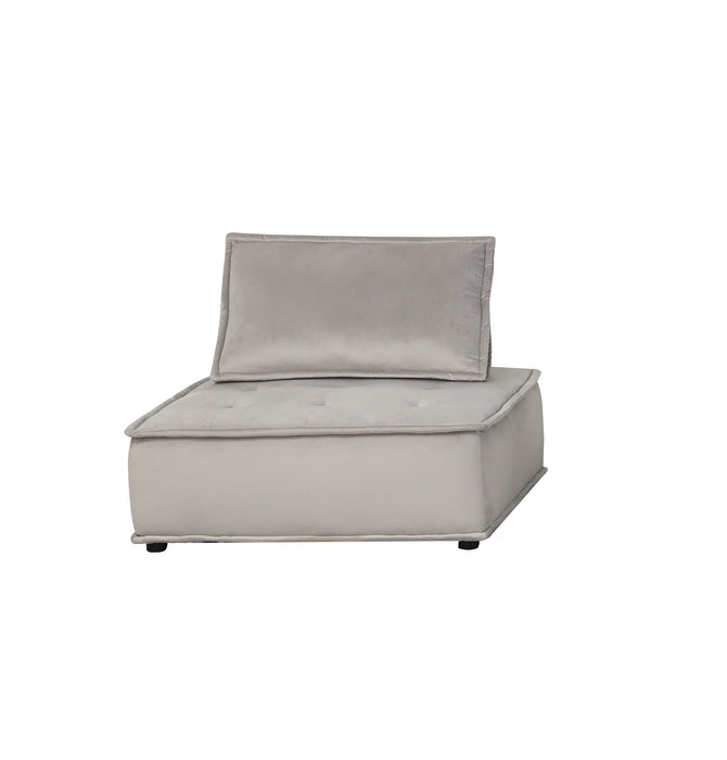 Anna Light Gray Velvet Set of 2 Armless Lounge Chair
