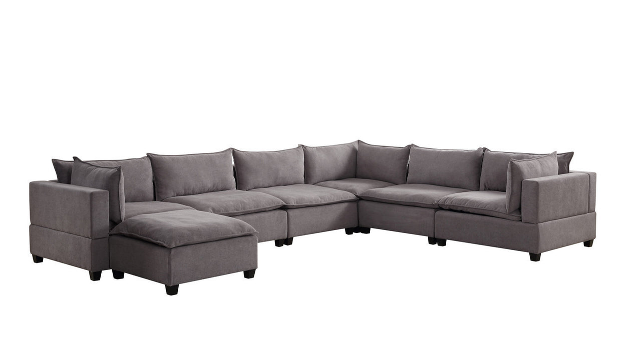 Madison Light Gray Fabric 7 Piece Modular Sectional Sofa Chaise
