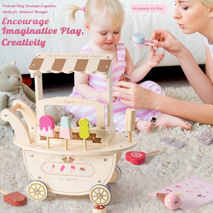 Ice Cream Cart for Kids Toddlers,  Food Toys Gift for Boys Girls,(1piece an order)
