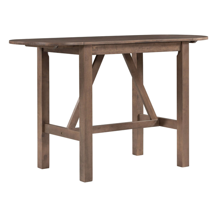 3-Piece Wood Counter Height Drop Leaf Dining Table Set with 2 Upholstered Dining Chairs for Small Place, Brown