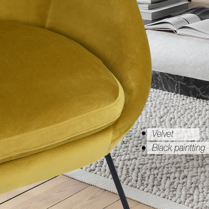 Accent Chair Armchair Fashion Velvet Fabric Upholstery Accent Chairs for Living Room Bedroom,Yellow