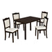 5-Piece Wood Dining Table Set Simple Style Kitchen Dining Set Rectangular Table with Upholstered Chairs for Limited Space (Espresso)