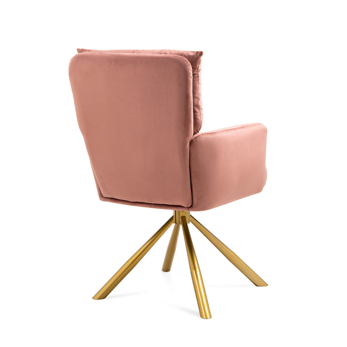 Pink Velvet Contemporary High-Back Upholstered Swivel Accent Chair | lowrysfurniturestore