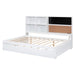 Full Size Daybed with Storage Shelves, Blackboard, Cork board, USB Ports and Twin Size Trundle, White