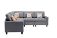 Nolan Gray Linen Fabric 5Pc Reversible Sectional Sofa with Pillows and Interchangeable Legs | lowrysfurniturestore