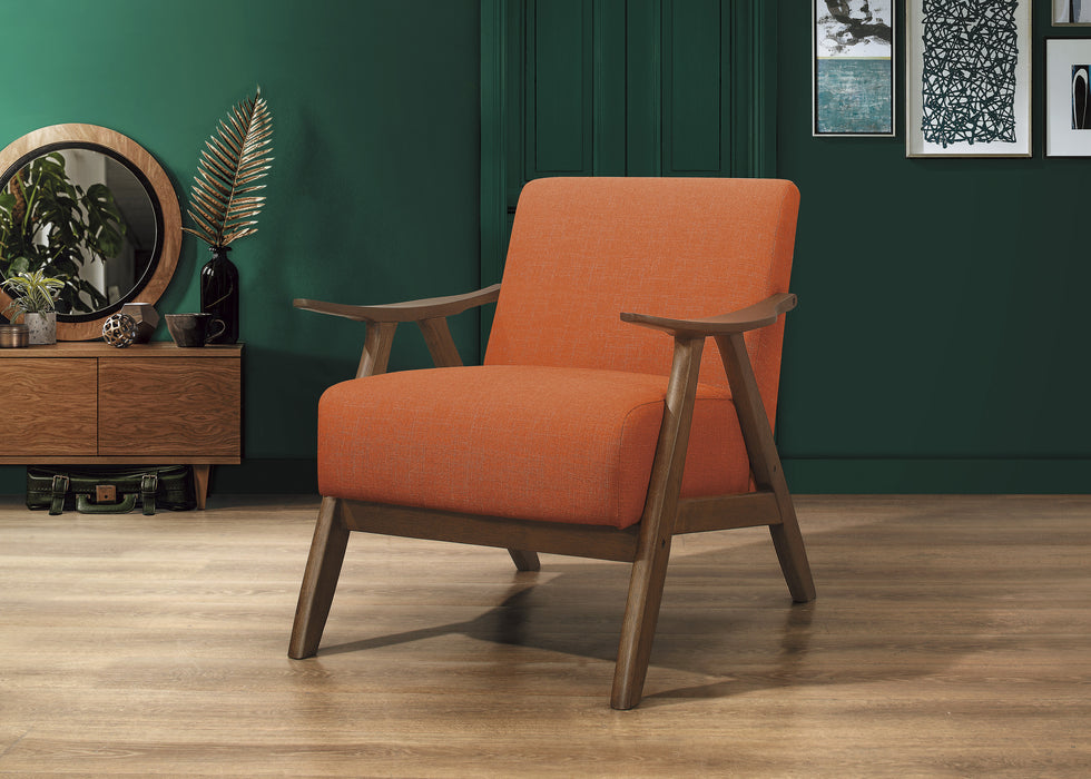 Holsten Orange Walnut Finish Solid Rubber Wood Accent Chair lowrysfurniturestore