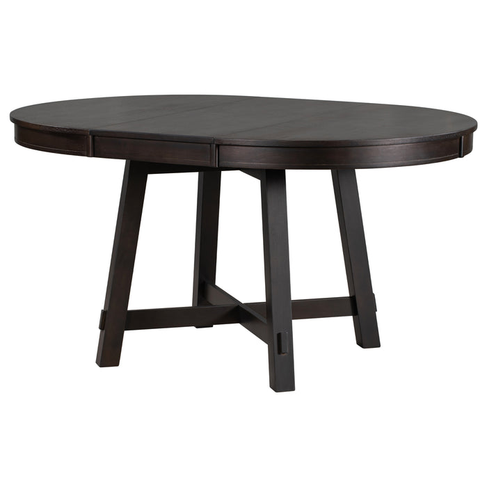 Farmhouse Round Extendable Dining Table with 16" Leaf Wood Kitchen Table (Espresso) | lowrysfurniturestore