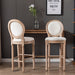 Hengming French Country Wooden Barstools With Upholstered Seating , Beige and Natural ，Set of 2