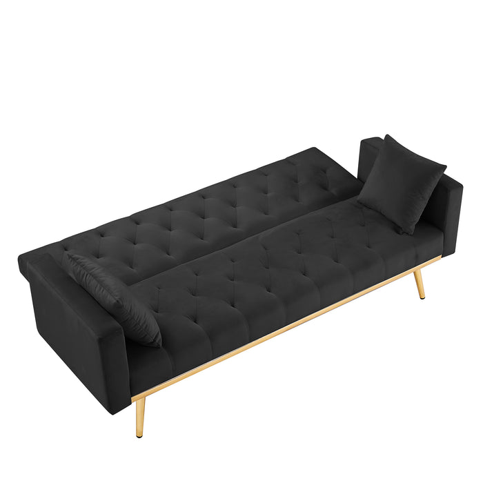 BLACK Convertible Folding Futon Sofa Bed , Sleeper Sofa Couch for Compact Living Space. | lowrysfurniturestore