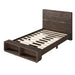 Queen Size Wood Platform Bed with Storage Bench in Walnut