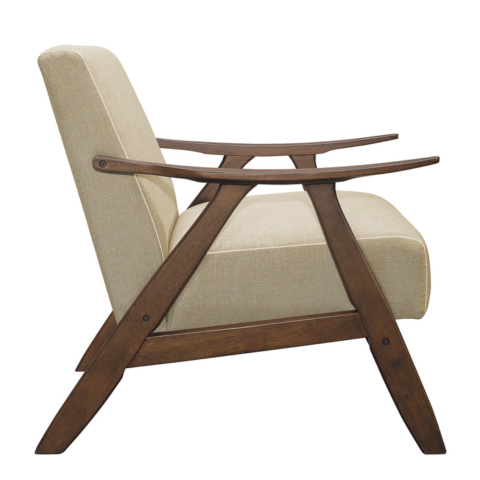 Holsten Beige Walnut Finish Wood Accent Chair | lowrysfurniturestore