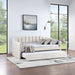 Velvet Daybed with Trundle Upholstered Tufted Sofa Bed, both Twin Size, Beige