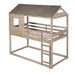 Twin Over Twin Bunk Bed Wood Loft Bed with Roof, Window, Guardrail, Ladder (Antique Gray) (OLD SKU :LP000062AAN)