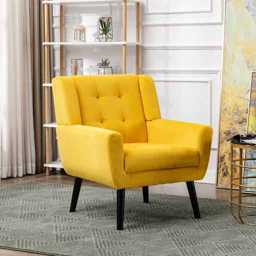 Devan Modern Soft Yellow Velvet Accent Chair lowrysfurniturestore
