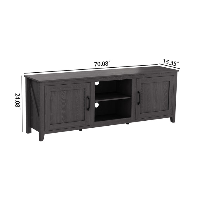 TV Stand Storage Media Console Entertainment Center,Tradition Black,with doors lowrysfurniturestore