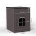 Wooden Pet House Cat Litter Box Enclosure with Drawer, Side Table, Indoor Pet Crate, Cat Home Nightstand (Brown)