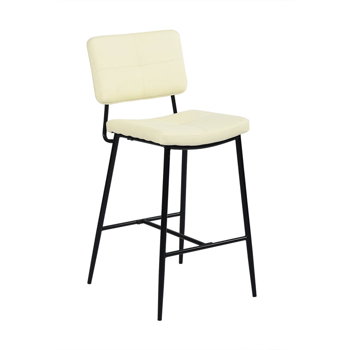 Faux Leather Counter Bar Stools with Metal Legs, Set of 2, Cream