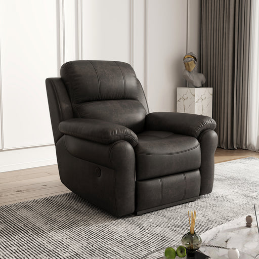 Espresso Power Reclining Chair Faux Leather with Magazine Holder and USB lowrysfurniturestore