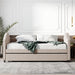 Full size Upholstered Daybed with Twin Size Trundle, Wood Slat Support, Beige(OLD SKU :LP000118AAA)