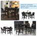 5-Piece Kitchen Table Set Faux Marble Top Counter Height Dining Table Set with 4 PU Leather-Upholstered Chairs (Black)