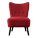 Unique Style Red Velvet Covering Accent Chair Button-Tufted Back Brown Finish Wood Legs Modern Home Furniture | lowrysfurniturestore