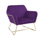 Keira Purple Velvet Accent Chair with Metal Base lowrysfurniturestore