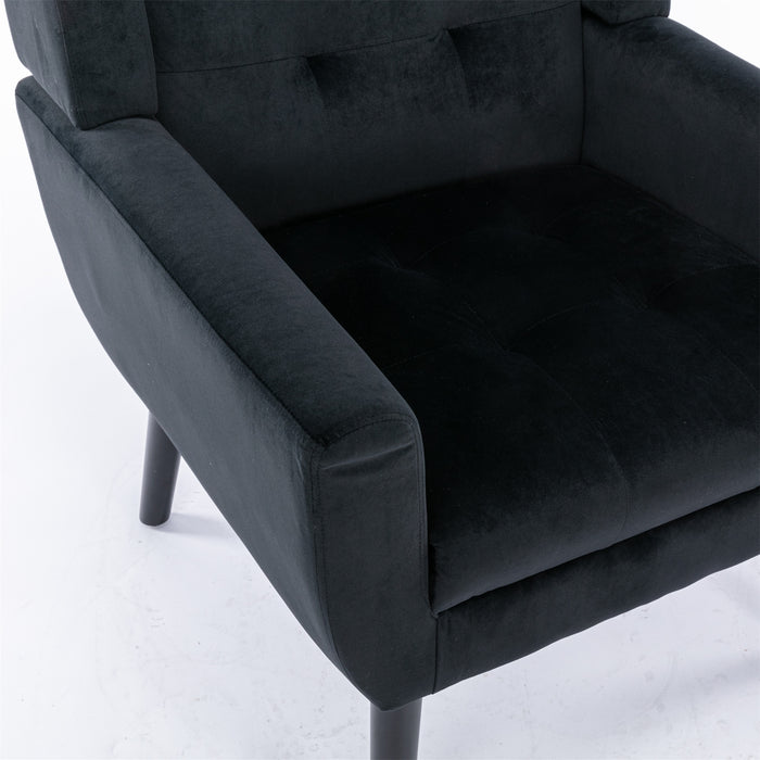 Modern Soft Velvet Material Ergonomics Accent Chair Living Room Chair Bedroom Chair Home Chair With Black Legs For Indoor Home