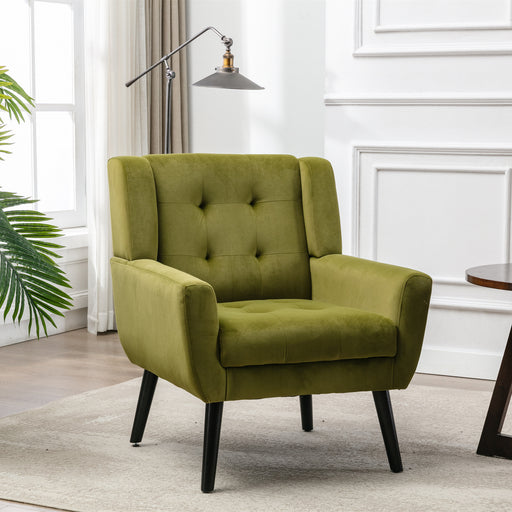 Devan Modern Soft Olive Green Velvet Accent Chair lowrysfurniturestore